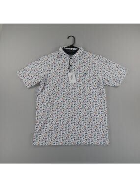 NWT Glory Days Apparel Sunday Dad AOP Golf Polo Mens‎ Size Large White